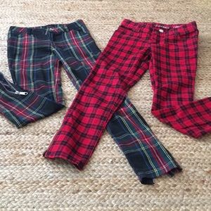 2 Pairs of plaid girls pants size 8